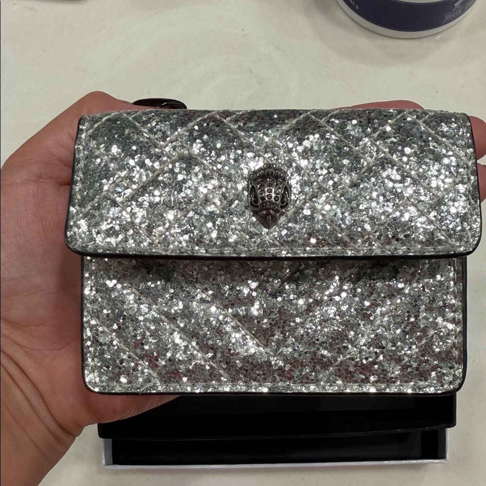 Kurt Geiger Silver Glitter Clutch - Picture 2 of 5